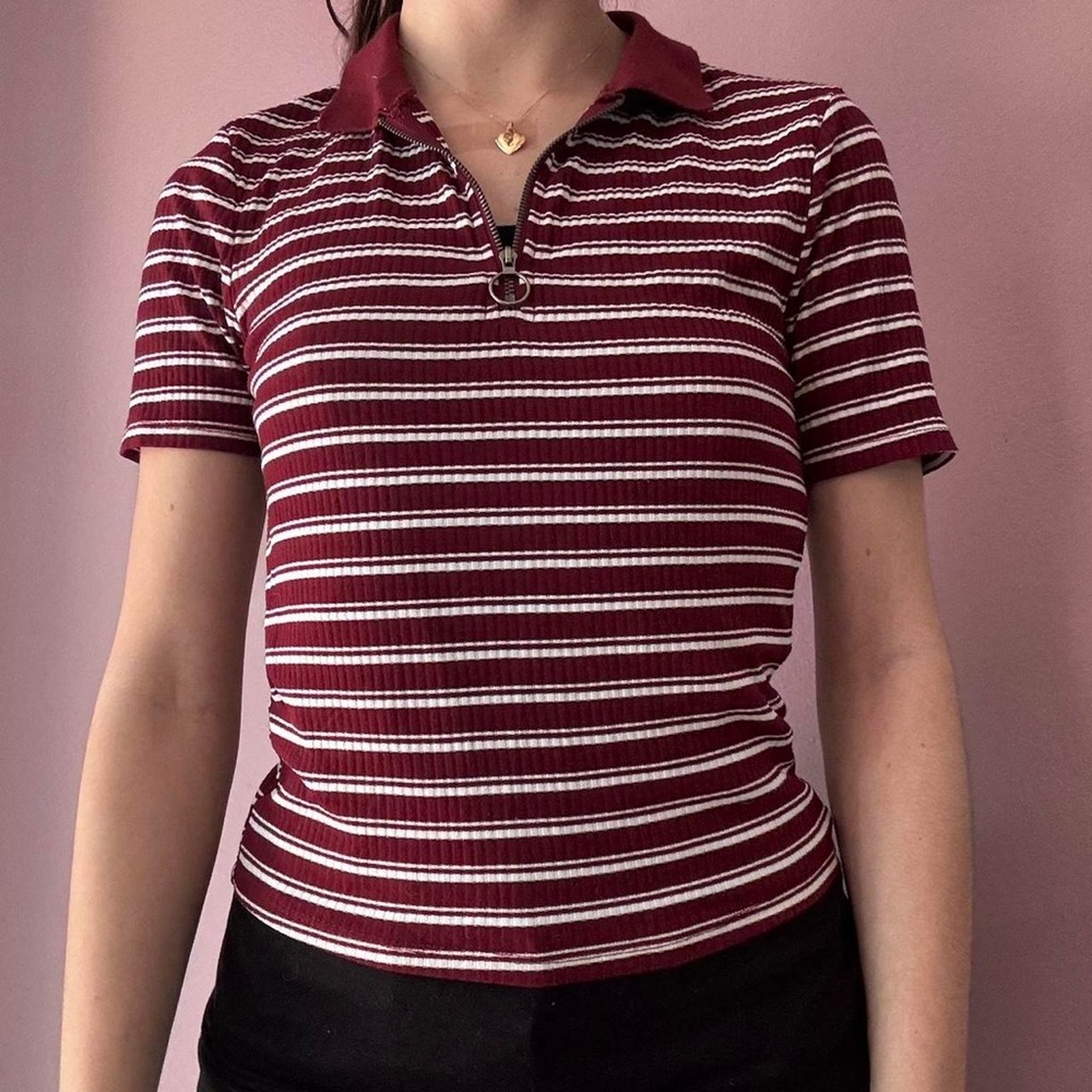 Striped Maroon Polo Shirt